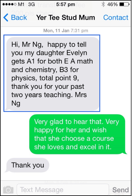 Student Evelyn O-Levels Results