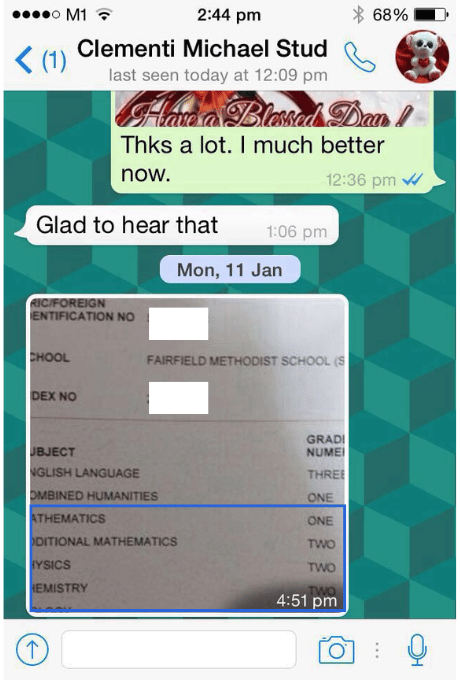 Student Micheal O-Levels Results